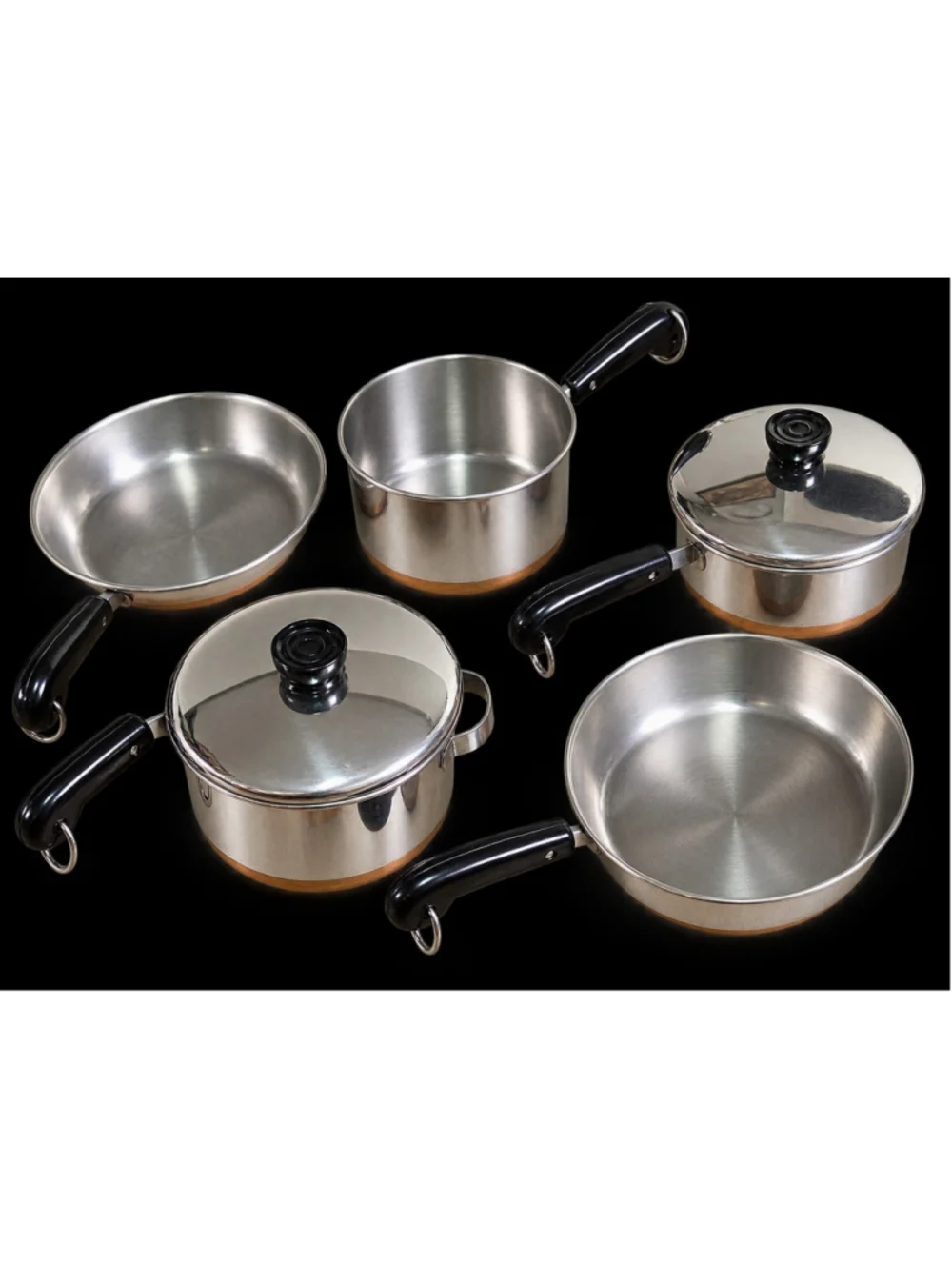 Vintage Revere Ware Miniature Copper Clad Cookware 5 Piece Lot 2 Lids